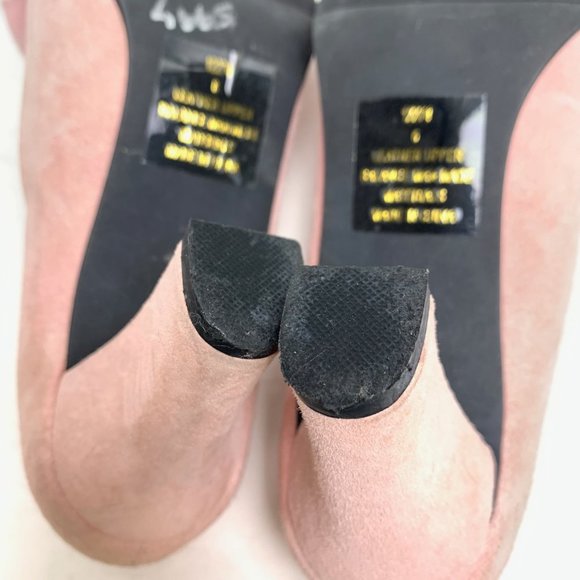 CAMI Genuine Suede Leather Pink Chunky High Heels Pumps Block Bow Round Toe sz 6 - Picture 12 of 16